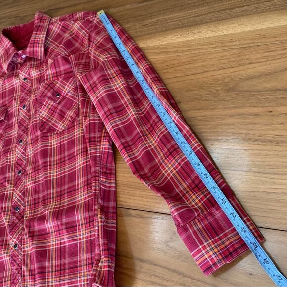 Wrangler 20X Competition Long Sleeve Western Snap Shirt Size L Red Plaid - Picture 9 of 11